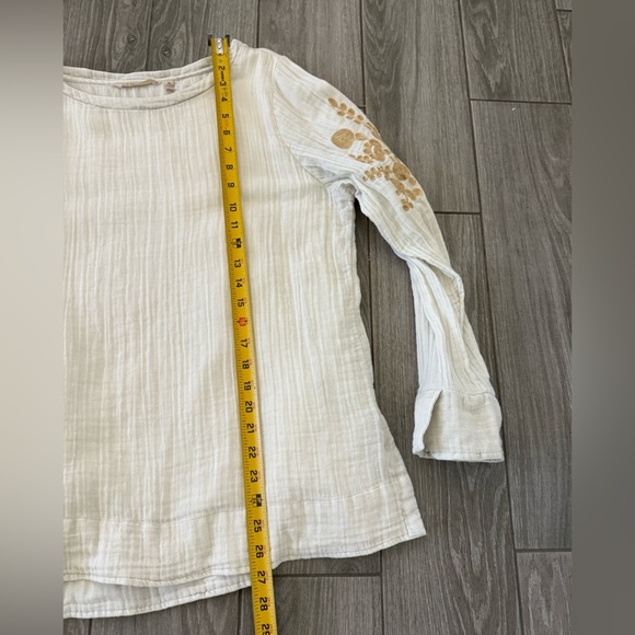 Soft Surroundings|Boho Off-white Gauze Blouse with Embroidered Gold florals•••XL - Picture 12 of 15